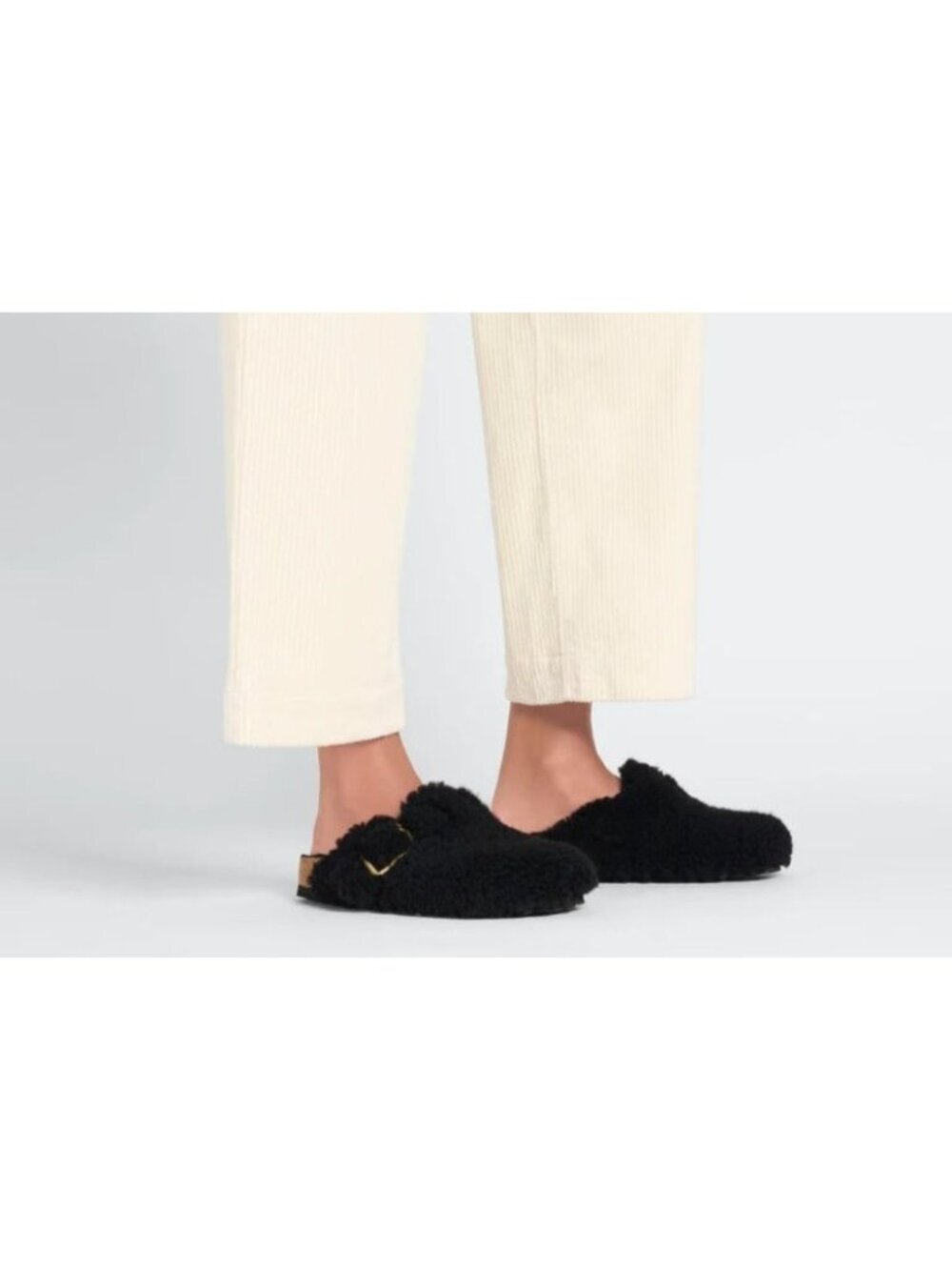 Papillio Birkenstock Boston Teddy Shearling Clogs Black US 7 Wool Mule Slippers